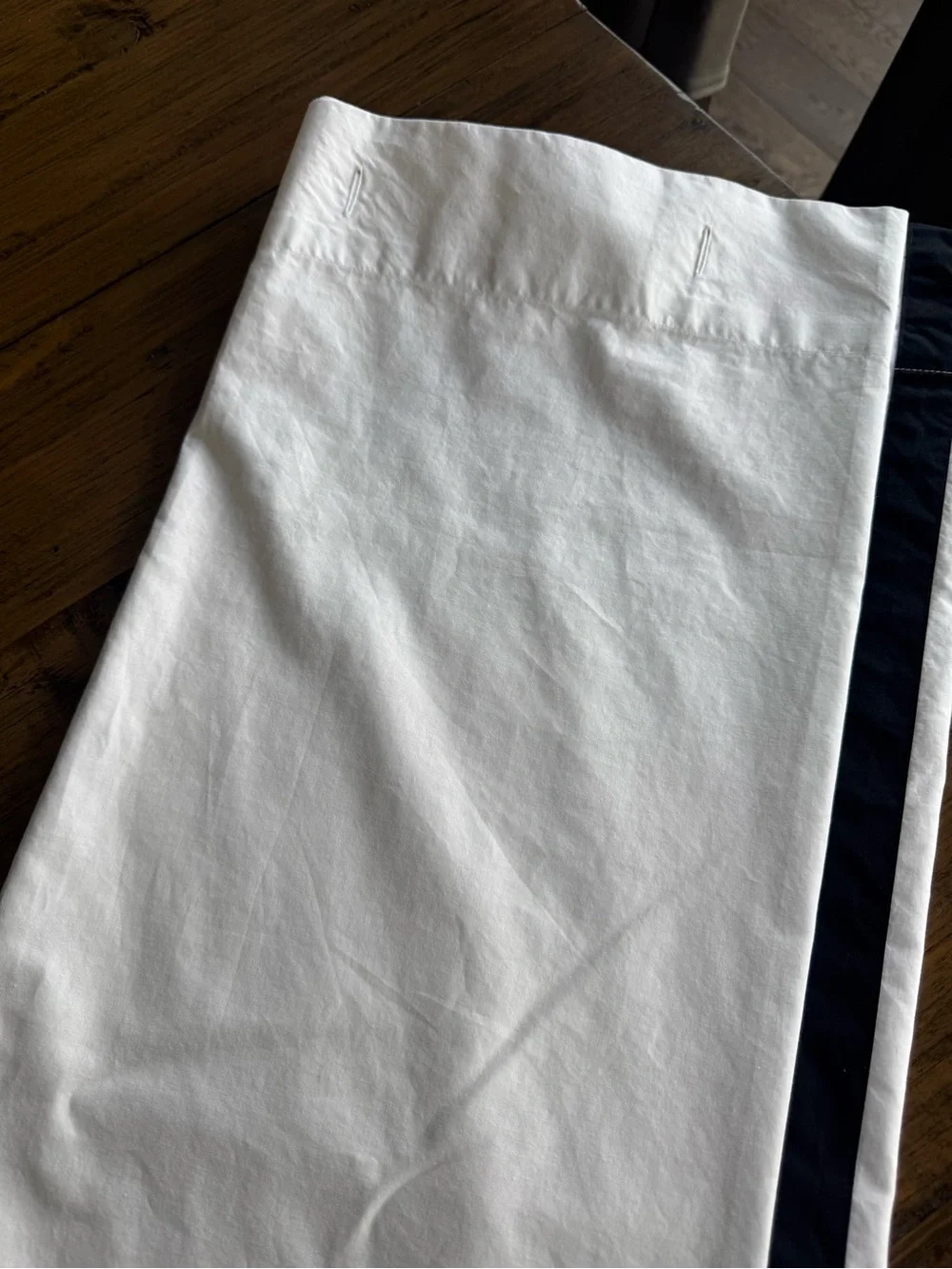 Pottery Barn Morgan White Shower Curtain with Black Banded Trim